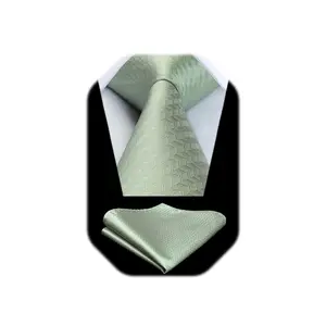 Men's Solid Houndstooth Tie Handkerchief Formal Business Tie and Pocket Square Set Wedding Party