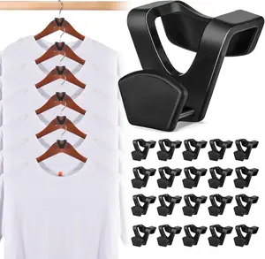 Space Saving Hanger Hooks 60 Pack, Black Clothes Hanger Connector Hooks, Heavy Duty Hanger Hooks Space Saver, Premium College Dorm Room Essentials, Good Closet Organizers and Storage HOUSE DAY