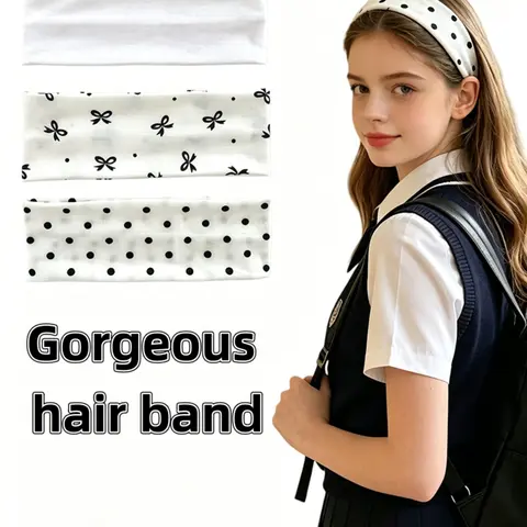 3pcs Women's Elegant Athletic Headbands, Charming Polka Dot Sporty Design, Comfortable Snug Fit Sweat-Wicking, Ideal for Daily Wear, Fitness, Yoga, Workout Headbands, Gorgeous Hair Band