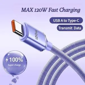 120w Super Fast Charging 6a Data Cable for Huawei Honor Type-C, 1m/2m Universal Charger Cable, High Power Efficiency