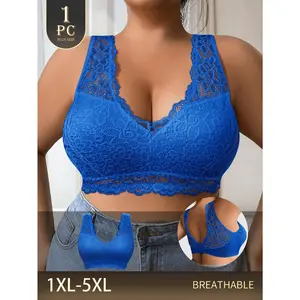 QUASTI Women's Wireless Plus Size Push-Up Bra Lace Sexy Panty Set, Aesthetic Basic Plain Full-Coverage Minimalist Lingerie, Skin-Friendly Comfortable Breathable Everyday Underwear, Elegant Fit, Daily Wear, S-XXL