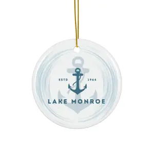 Lake Monroe Anchor Ornament Ceramic Round Ornament Stocking Stuffer Christmas Holiday Gift