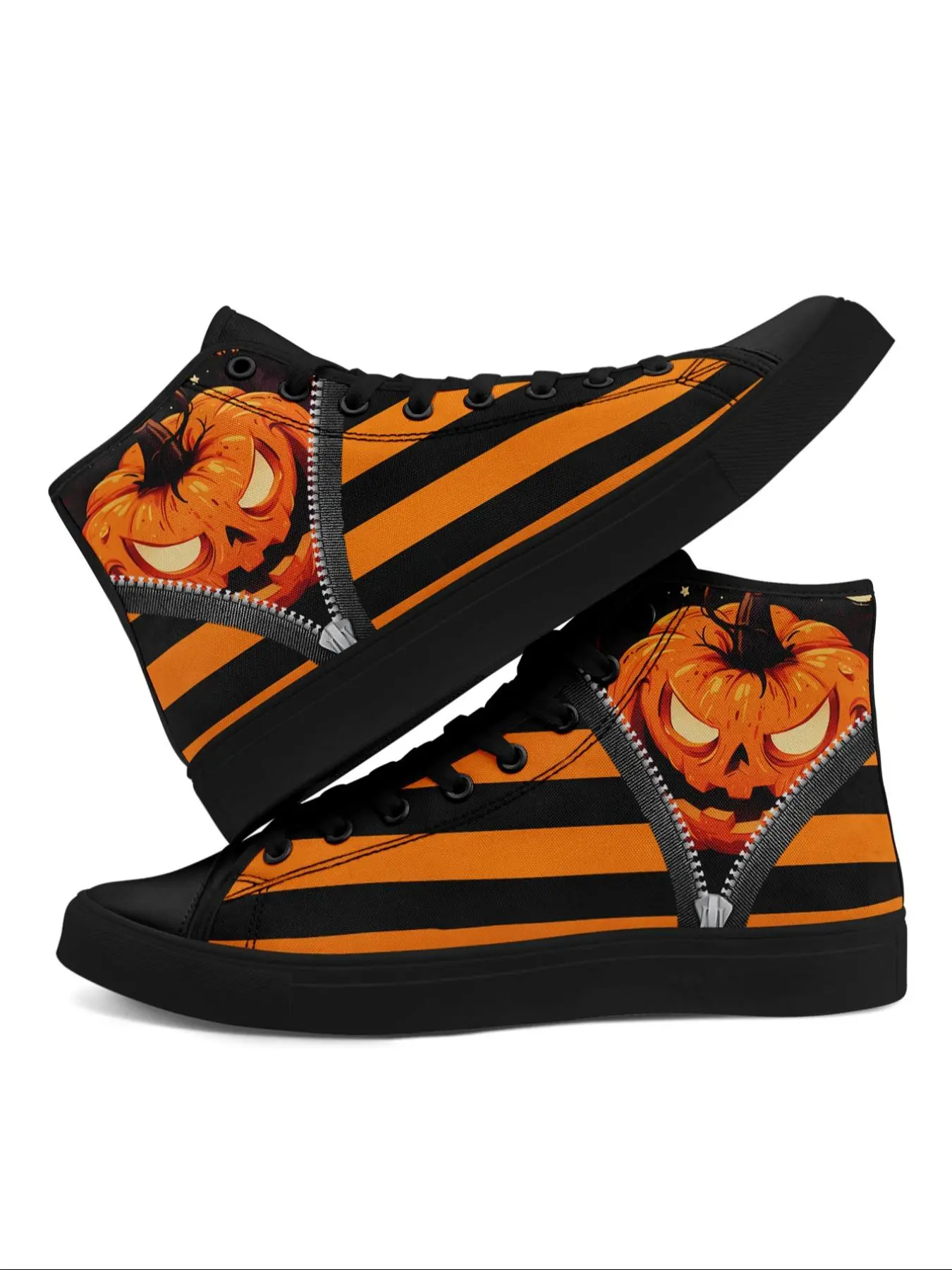 Men's Fashionable Halloween Themed Lace Up High Top Sneakers, Casual Comfortable Sports Shoes for Daily Wear, Male All-match Round Toe Shoes for Daily