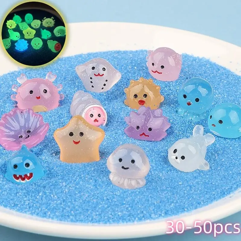 Glow-in-the-Dark Resin Ocean Animal Figurines - Unique Styles, Multicolor Marine Life Decor for Fish Tanks, Potted Gardens & Outdoor Spaces, Durable Resin Crafted for Adults, Ocean Theme Decor, Garden Ornaments, Playful Design, Detailed Craftsmanship, Glo