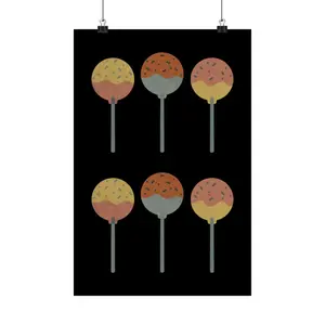 Black Riso Lollipop Vintage Candy Vertical Matte Posters