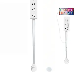 Rotating Wall Outlet Extender – 2 AC + USB-C/A Ports (34" Extension, Wall-Mountable & ETL Certified) | Space-Saving Power Solution for Home & Office,Portable ,easy to use