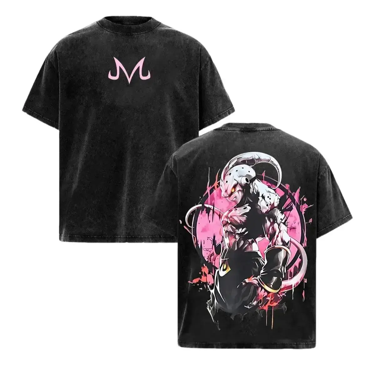 Kid Buu Dragon Ball Z Acid Wash Graphic Tee Heavyweight Cotton Oversized Vintage 90s Streetwear Goku Saiyan Anime T-Shirt Flat 2D Design Y2K Japanese Manga Clothing Unisex Men Women Trendy Otaku Gamer Top Pure Gray Majin Merch TikTok Viral Gift Ideas!