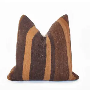 Brown Striped Vintage Kilim Pillow