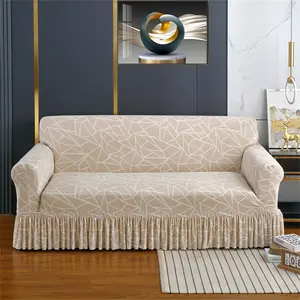 Modern Geometric Sofa Cover, Sofa Slipcover, Durable Fabric Material, Elastic Hem, Reusable Couch Dustproof Protector for Living Room, Hotel, Office, Stretchable Sofa Cover