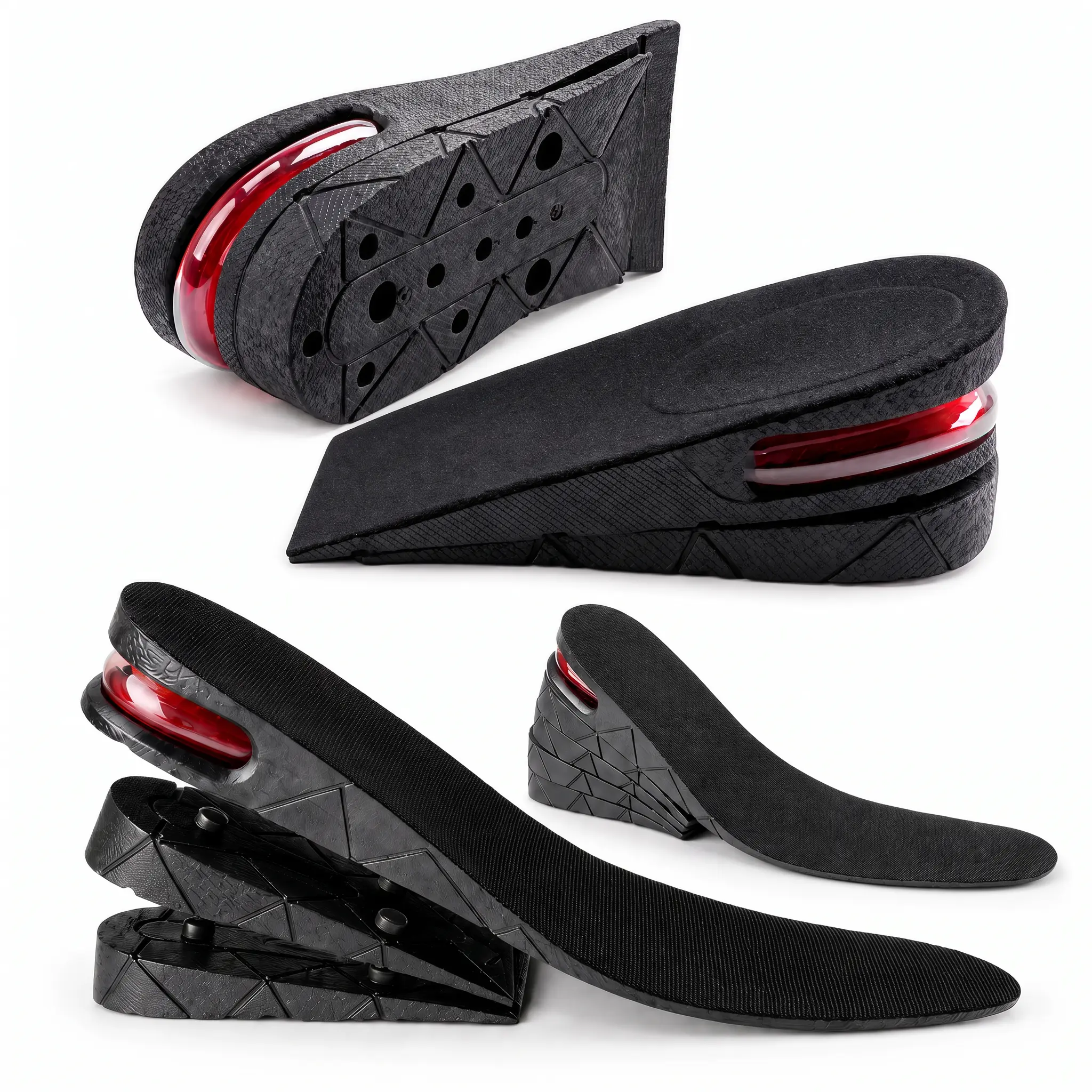 Unisex Invisible Height Increase Insoles, Adjustable Heel Cushion Pads, Comfortable & Trimmable, 3-Layer Air Cushion, Fits Sneakers, Dad Shoes, Boots, Full & Half Inserts