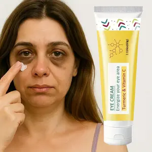 Large-capacity eye cream (60g), Under eye cream, Eye Repair Cream, Turmeric & Vitamin C dual-effect revitalizing eye area, Smoother and firmer eye area, Brightens dark circles, moisturizes, reduces fine lines, suitable for sensitive skin