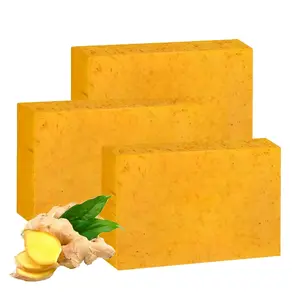3PCS Turmeric Soap  Lemon Turmeric Kojic Soap Bar for Face and Body, Organic Daily Use Skin Care Soaps, Deep Cleansing Moisturizing, Handmade Soaps for All Skin Types(soap bag gift)