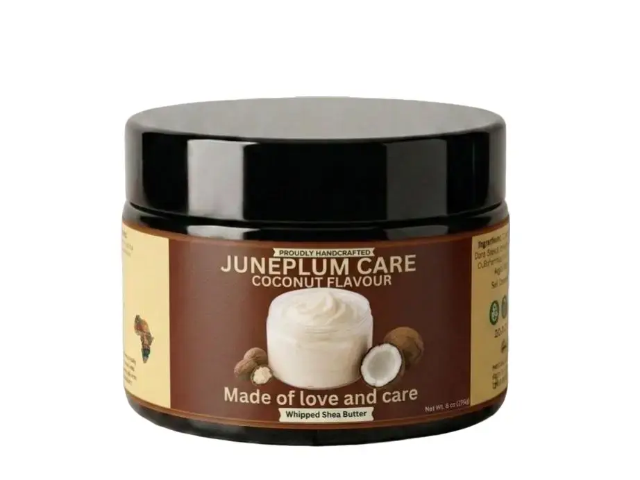 Juneplum Care Coconut & Whipped Shea Butter Body Cream - 8 oz (226g) Hydrating Moisturizer for Dry Skin