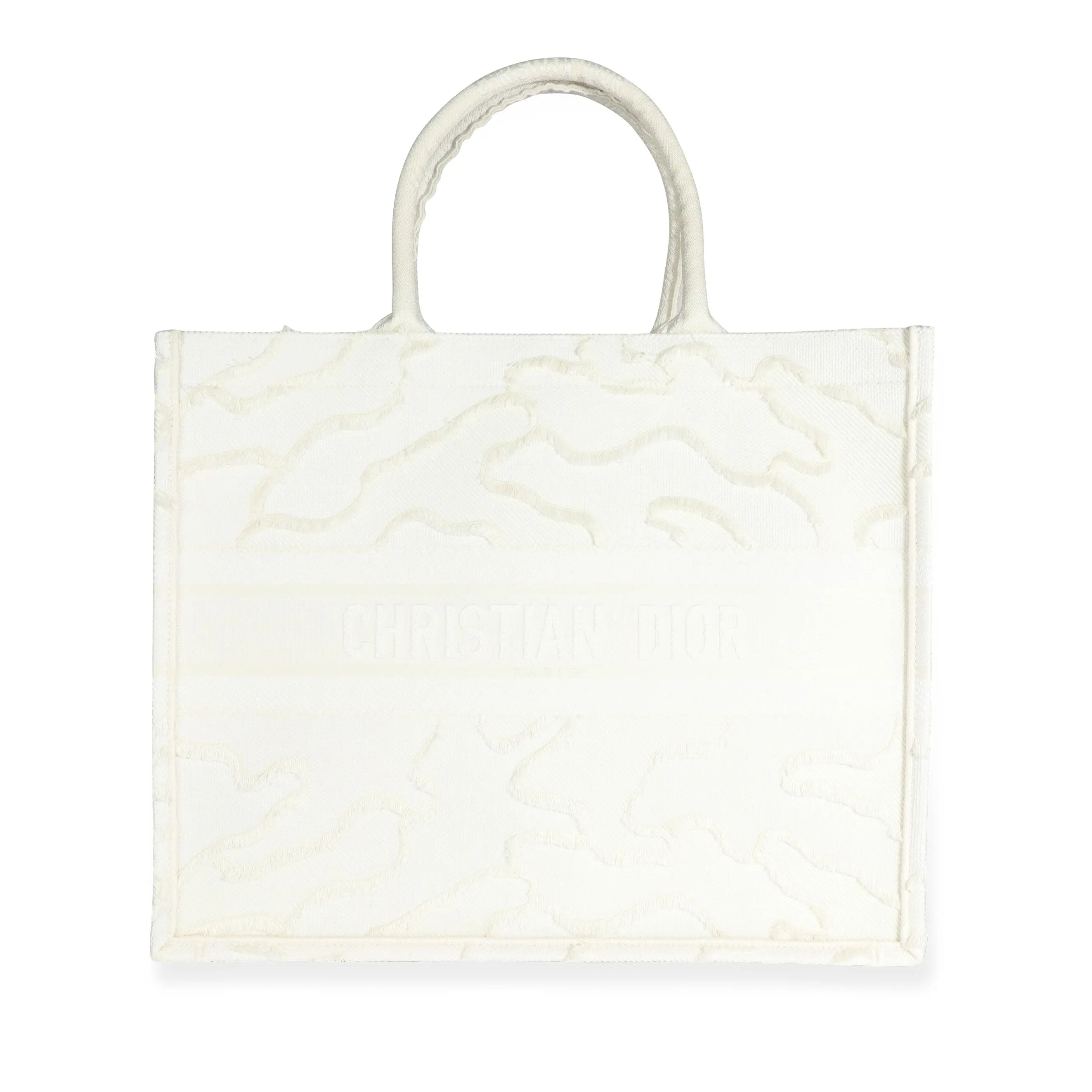 Pre-owned christian dior Canvas Top Handle;Tote Dior White Camouflage Embroidery Large Book Tote