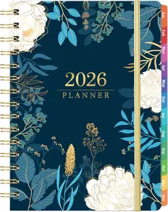 2026 Planner - Planner 2026, 2026 Planner Weekly and Monthly, Jan 2026 - Dec 2026, 6.4” x 8.5”, Twin-Wire Binding, Colorful Monthly Tabs, Inner Pocket, Elastic Closure, Holidays, Inspiring Quote