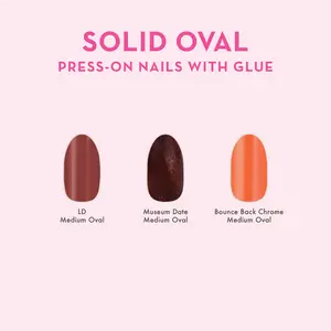 Solid Oval Press-On Nails with Glue