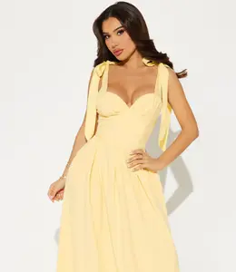 Isabelle Contrast Maxi Dress - Butter Yellow