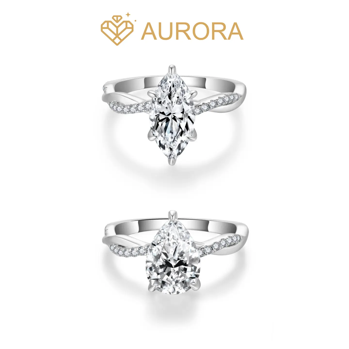 #110 Adore 925 Sterling Silver Proposal Ring, Full Moissanite Main Stone, Accent Side Stones, Artificial Gemstone Jewelry