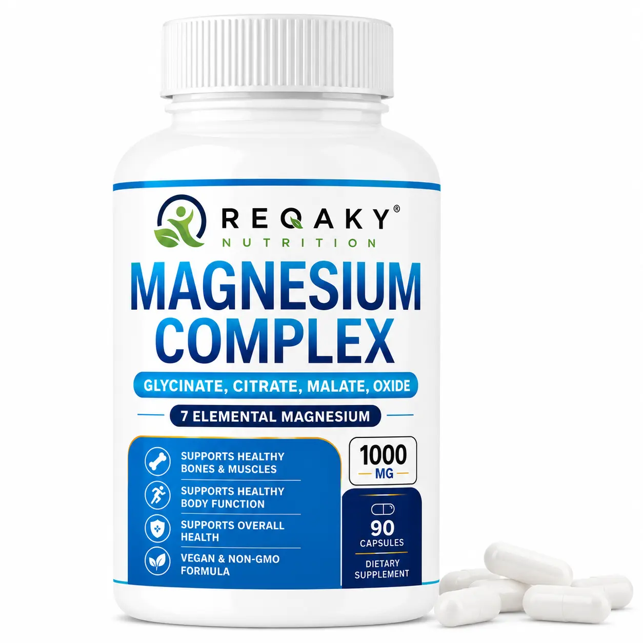 7 Magnesium Complex Supplement - Advanced Formula for Evening Calm, Restful Sleep & Muscle Care - High Absorption Clean Capsules, Non-GMO, 90 Count