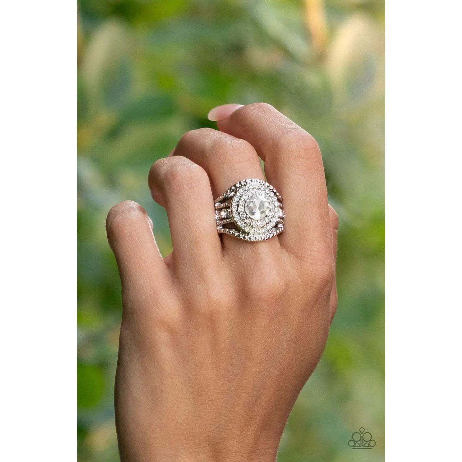 Paparazzi Understated Drama - White Rhinestone Ring
