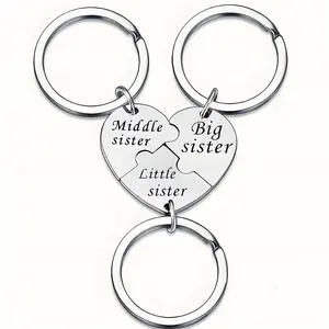 3PCS Sister Keychain Sister Gifts from Sisters Birthday Gifts from Sisters in Law Wedding Big Sisterr Gift for Girls Little Sisterr Matching Keychain Sibling Mothers Day Presents Christmas