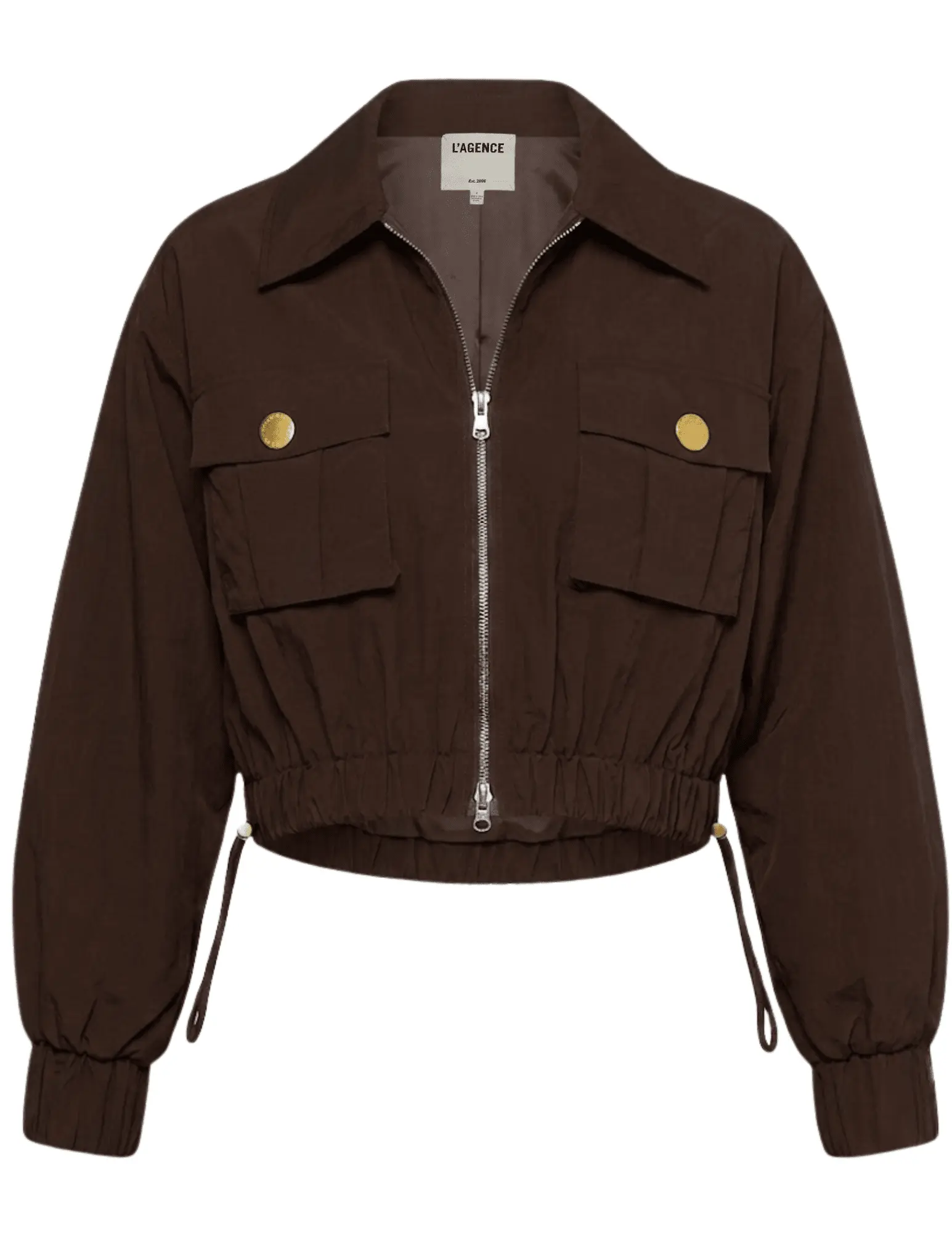PRE-ORDER-L'AGENCE Kade Cropped Windbreaker Jacket in Dark Java