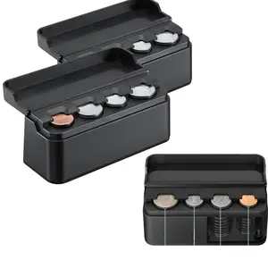 ONESHOWHOME Universal Coin Holder for Car Change Organizer Holds 14 Quarters 13 Nickels 17 Pennies & Dimes with Flip Lid Professional Design for Vehicle Home Use