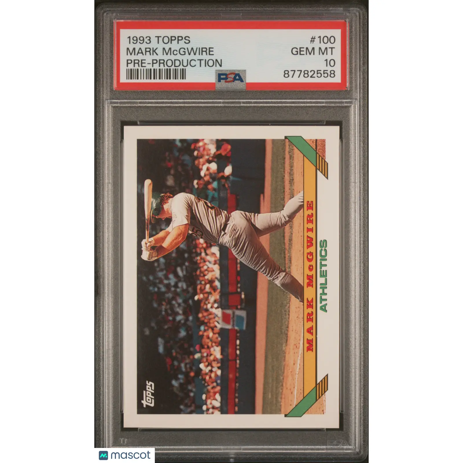 Mark Mcgwire PSA 1993 Topps Pre Production Baseball #100 10 87782558