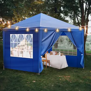 10x10 Waterproof Party Tent with 4 Side Walls for Camping & Outdoor Events Aluminum Frame Canopy Retractable Gazebo for Backyard BBQs & Weddings