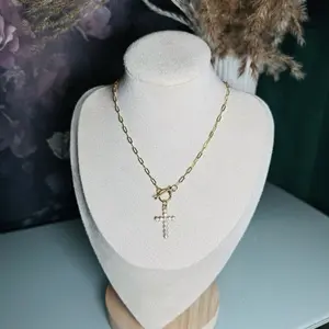 Gold Chain Cross - Toggle Necklace
