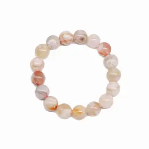 Natural cherry blossom A-gate gemstone green fluorite crystal bead bracelet, gorgeous, gentle and white, hand-beaded and stretchable