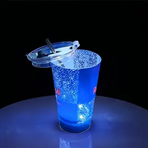 Creative Bar Party Luminous Red Bull 14oz LED CupCustomizable Color Option Free Straw Lid Included PremiumCup with Exclusive Perks WB Blue