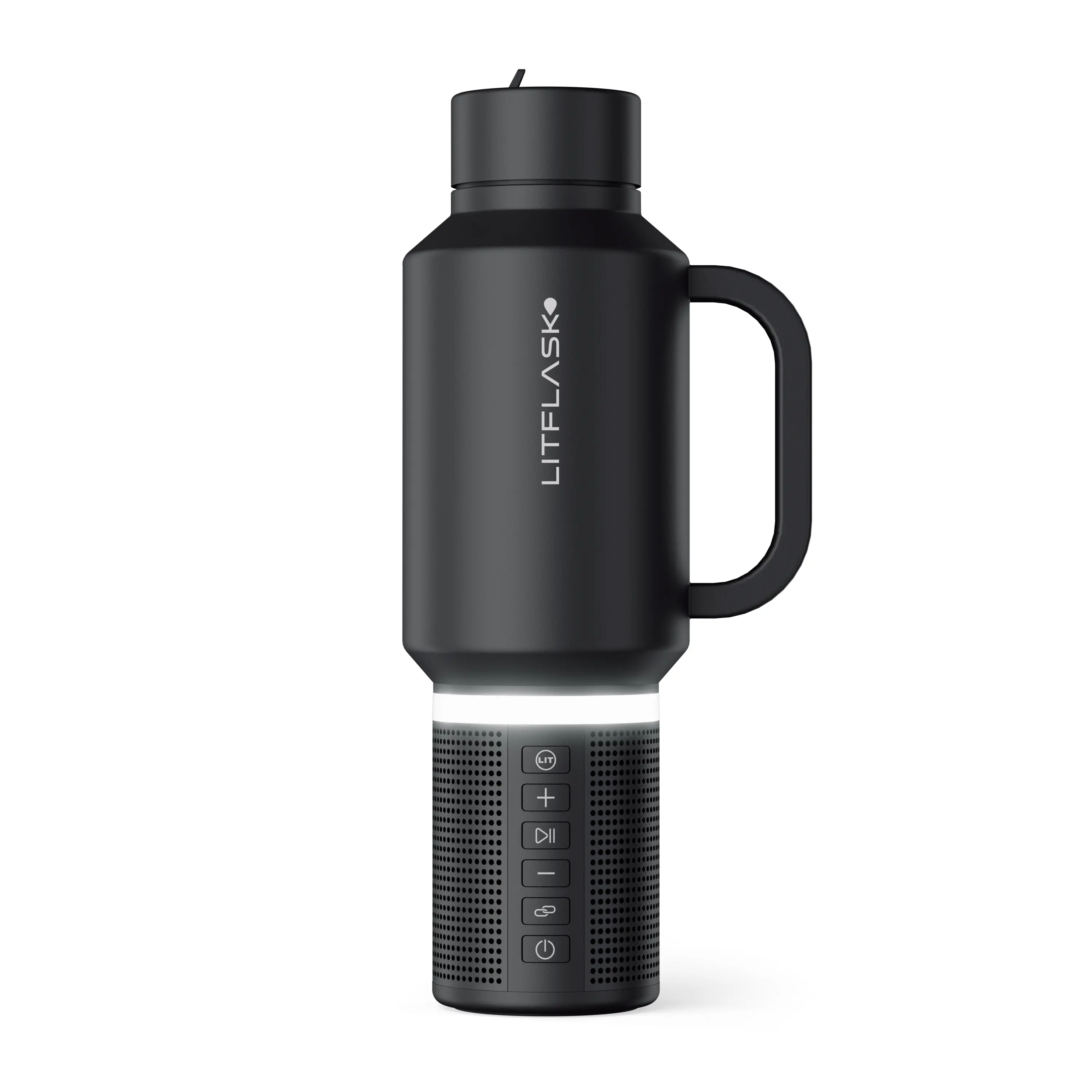 LITFLASK 32 oz Double-Insulated Stainless Steel Water Bottle with Premium Speaker & Charger for Active Lifestyle