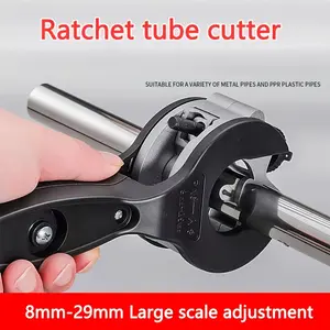 Heavy duty ratcheting pipe cutter-manual ratcheting mechanism, 360° rotating head, large size adjustment, plumbing tool, copper pipe cutter, universal tool-, no power required, durable metal construction