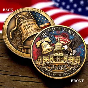Personalized America 250th Anniversary Coin, 1776–2026 Independence Day Keepsake, Custom Name Patriotic Gift, Semiquincentennial Collectible for Families