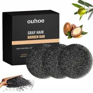 Bamboo Charcoal Hair Soap, 3/5 Counts Hair Strengthening & Moisturizing Hair Soap, Nourishing Hair Care & Styling Product for Men & Women, Hydrating Shampoo
