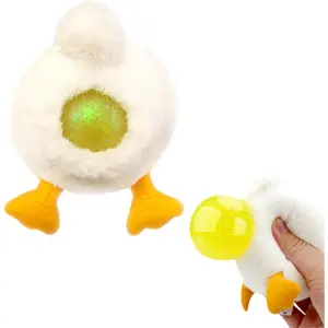Stress Buster Stress Reliever for Kids/Adult Plushie Pinch Decompression Vent Ball Soft Beads -Squeeze Squishy Ball with Plushie Cover(Yellow Duck)