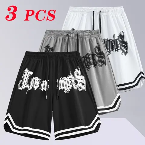 Men's Black Printed Polyester Athleisure Casual Shorts - Loose Essential Active Wear for Summer Street Sports, Everyday Commuting
