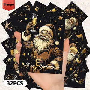 Vintage Christmas Themed Postcard, 32pcs/set Retro Christmas Series Postcard, Festival Greeting Card for Friends Family Lovers Classmates
