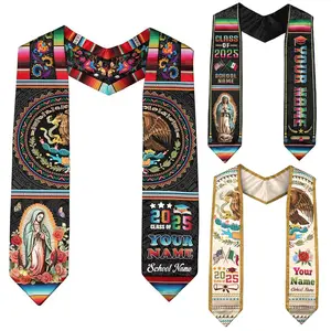 Customized Mexican Graduation Stoles 2025, Mexican American Flag Graduation Sash 2025, Mexico Graduation Sash Gifts