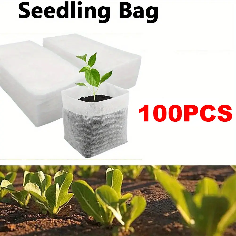 100pcs Non-Woven Fabric Seedling Bags, And Easy-To-Use Planting Bags, Nonwoven Planter Bags