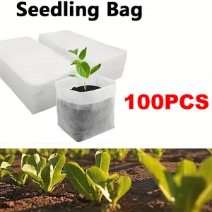 100pcs Non-Woven Fabric Seedling Bags, And Easy-To-Use Planting Bags.