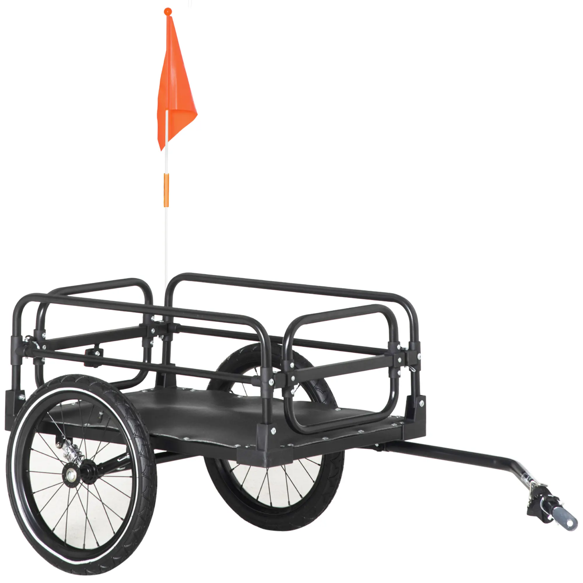 Bike Cargo Trailer – Bicycle Trailer with Suspension. Triple Safety Features (Flag + Reflector + Reflective Strips). 16" Wheels. 88 lbs Max Load. Foldable
