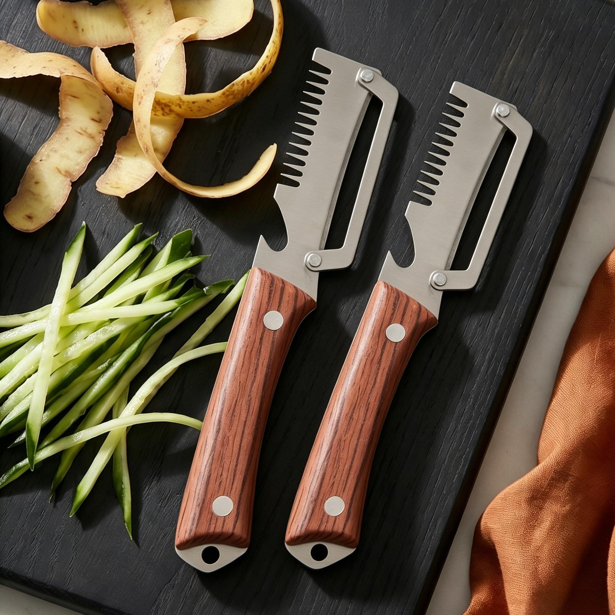 2 Pcs Premium 3-in-1 Kitchen Peeler, Heavy Duty Stainless Steel Multi-Tool, Ultra Sharp Vegetable Peeler Julienne Shredder with Bottle Opener, Durable Kitchen Gadget - YY