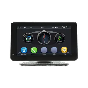 Portable Car Player, 7 Inch Powered MP5 Wireless Android Auto, 2.5D Touch FM Radio Built-in Driving Recorder Rear View Car DVR