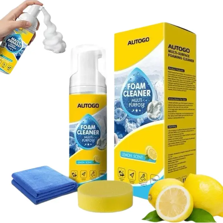 4-in-1 Multi-Use Spray Foam Car Cleaning Kit - Heavy-Duty All-Purpose Deep Cleaner with 4-in-1 Functionality, Portable Size, 150ml, Decontaminates Car Interior & Leather, Interior Detailing Product
