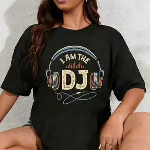 100% Cotton Unisex I Am The DJ Headphone Disc Jockey Music Lover Producer Retro T-Shirt