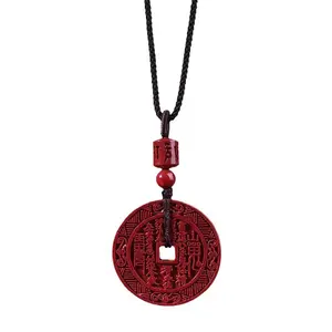 Cinnabar Mountain Ghost Lucky Coin Pendant Protection Fortune Amulet for Ben Ming Nian Daily Wear:Cinnabar Pendant,Mountain Ghost Lucky Coin, Protection Amulet, Ben Ming Nian Blessing,Daily Wear Jewelry easter christmas birthday necklace Red 