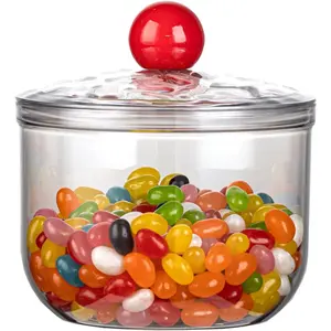 30oz 900ml Clear Candy Jar with Lid, Plastic Cookie Storage Jar for Kitchen Counter and Office Desk