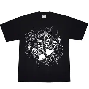 Smile now cry later, Last Laugh Chicano Clothing, Chicana Art, Cholo Chola outfit Cotton Fabric Menswear Casual, Streetwear hoodie T-Shirt S-3XL